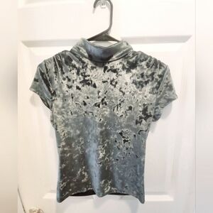 Velvet Mock-Neck Crop Top